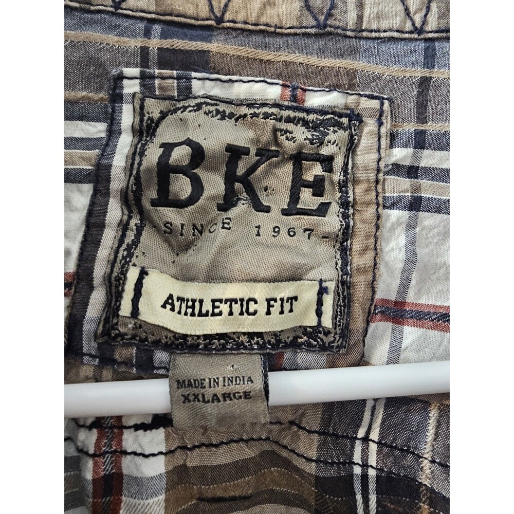 Buckle BKE Shirt Mens Large Brushed Plaid Western Pearl Snap Athletic Fit Button